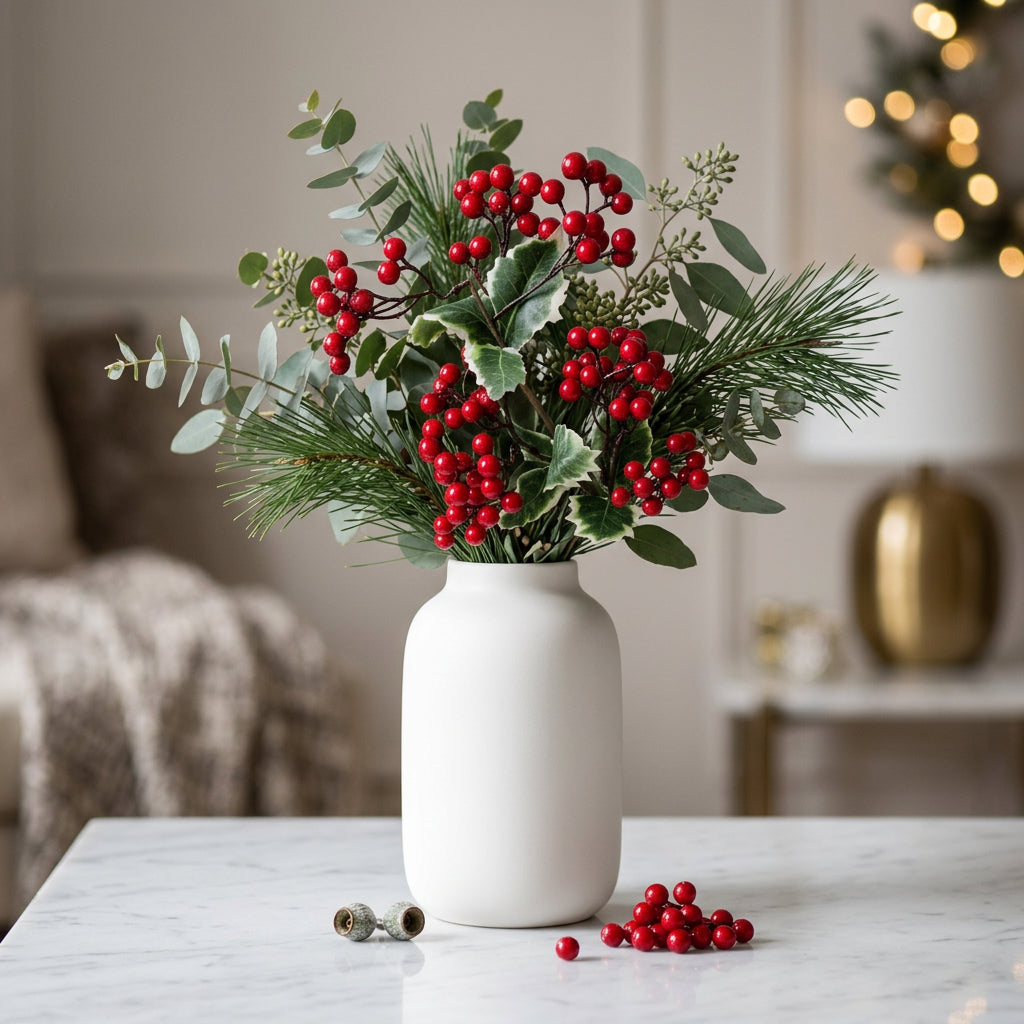 Red Berry Pick with Leaves, 70cm Christmas pick - RAPT ONLINE