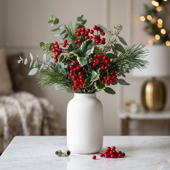Red Berry Pick with Leaves, 70cm Christmas pick - RAPT ONLINE