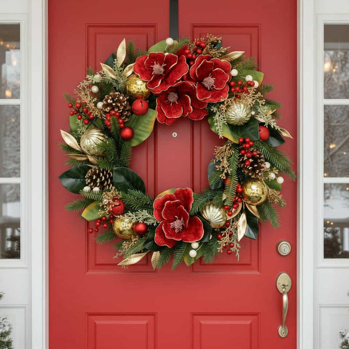 Magnolia Crimson Wreath 66cm