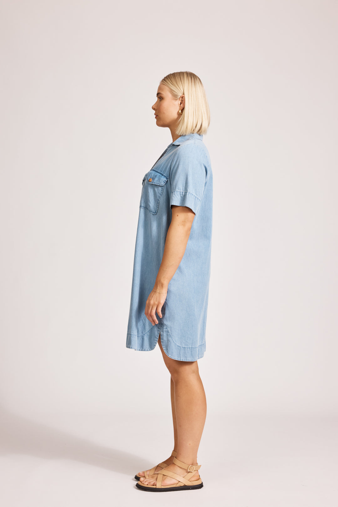 Eb & Ive Melenia Denim Shirt Dress (Light)