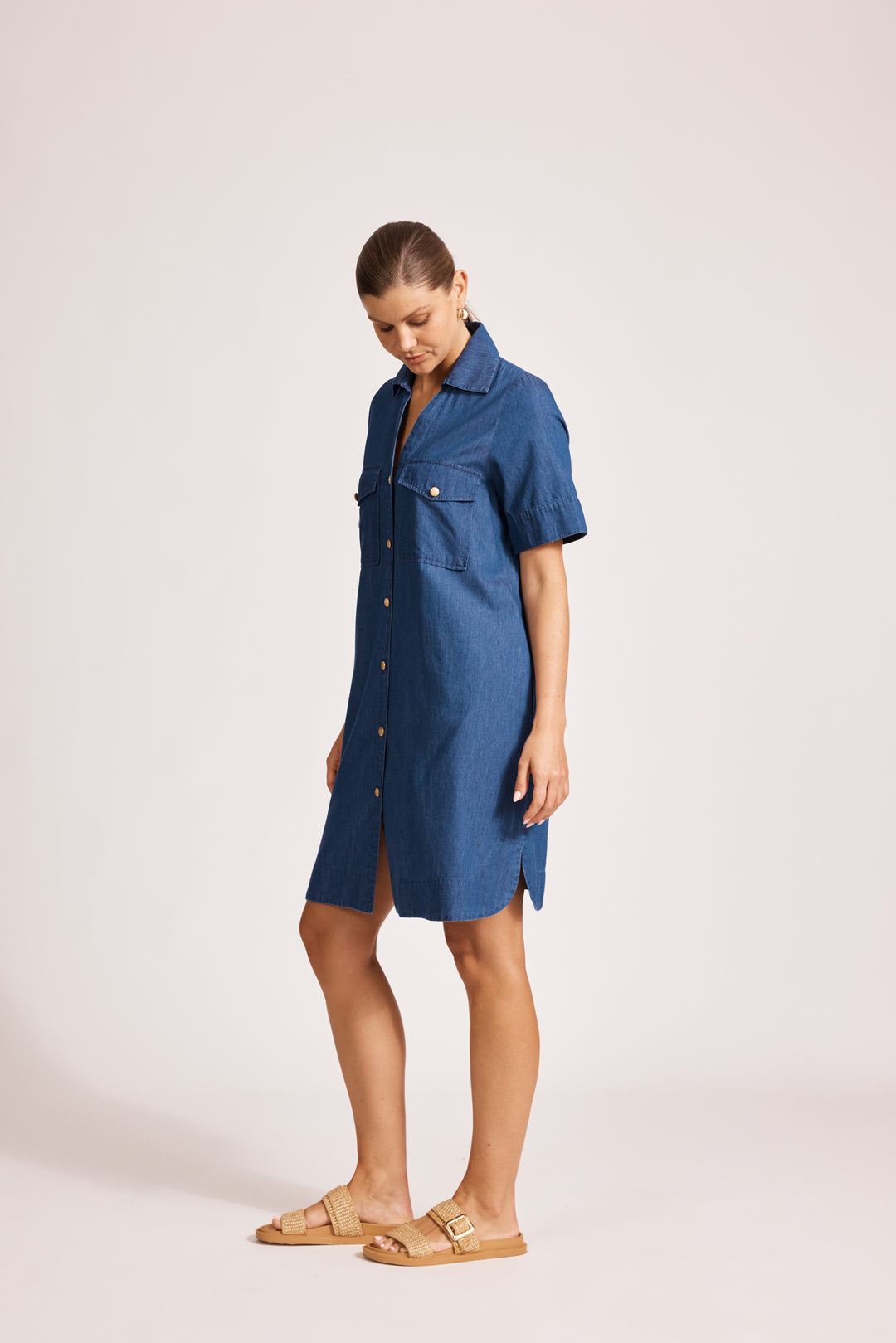 Eb & Ive Melenia Indigo Shirt Dress