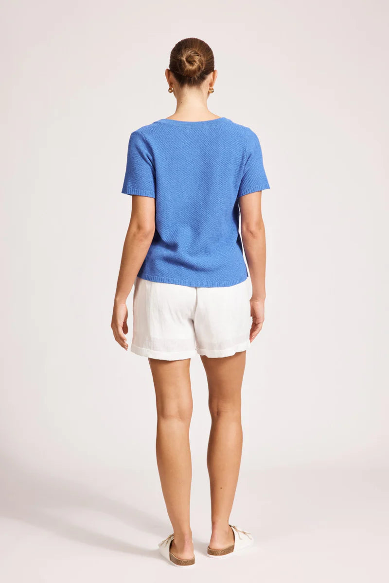Eb & Ive Artemis Aegean Blue V Knit Top