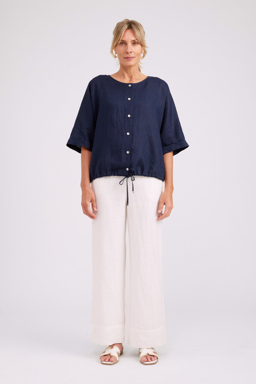 Eb & Ive Navy Button Top/Jacket