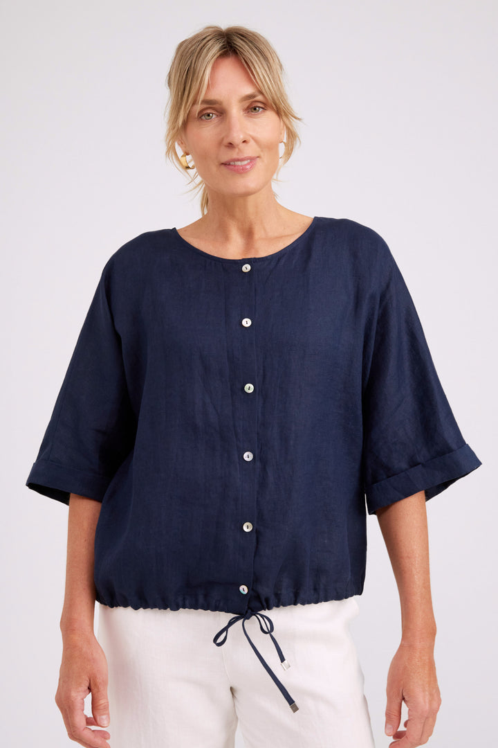Eb & Ive Navy Button Top/Jacket