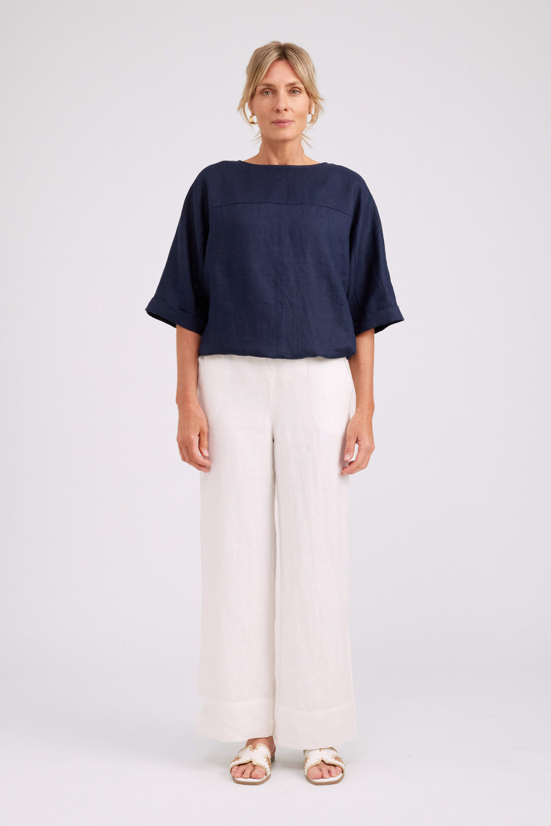 Eb & Ive Navy Button Top/Jacket