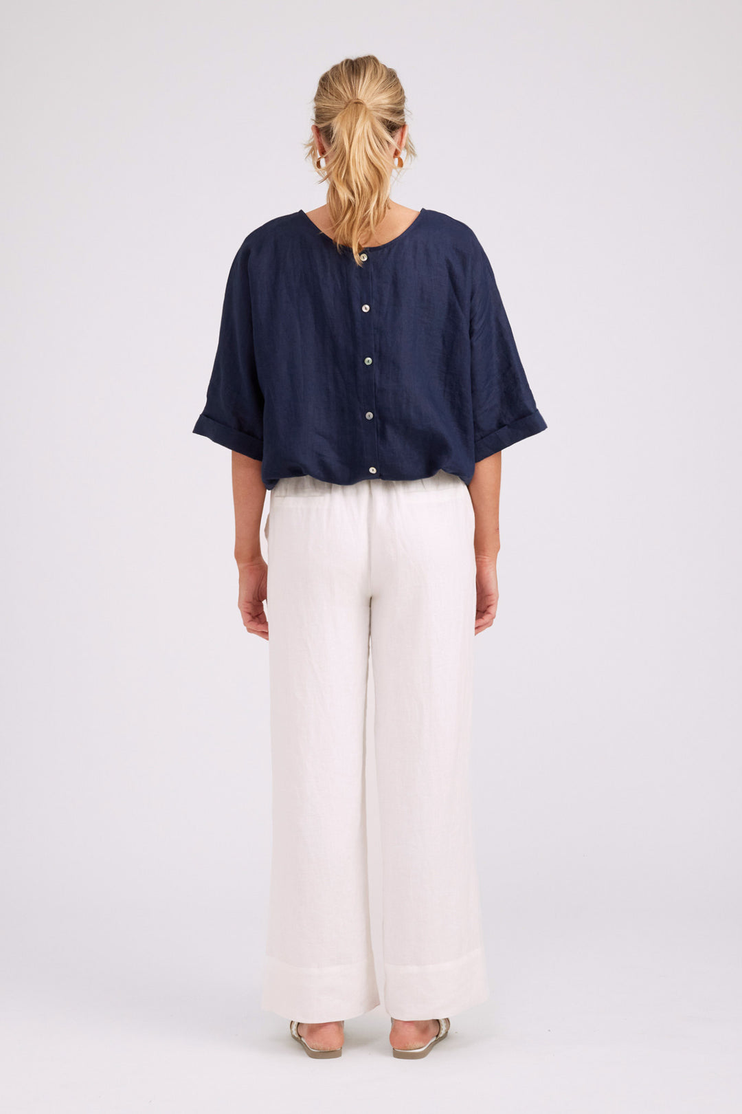 Eb & Ive Navy Button Top/Jacket