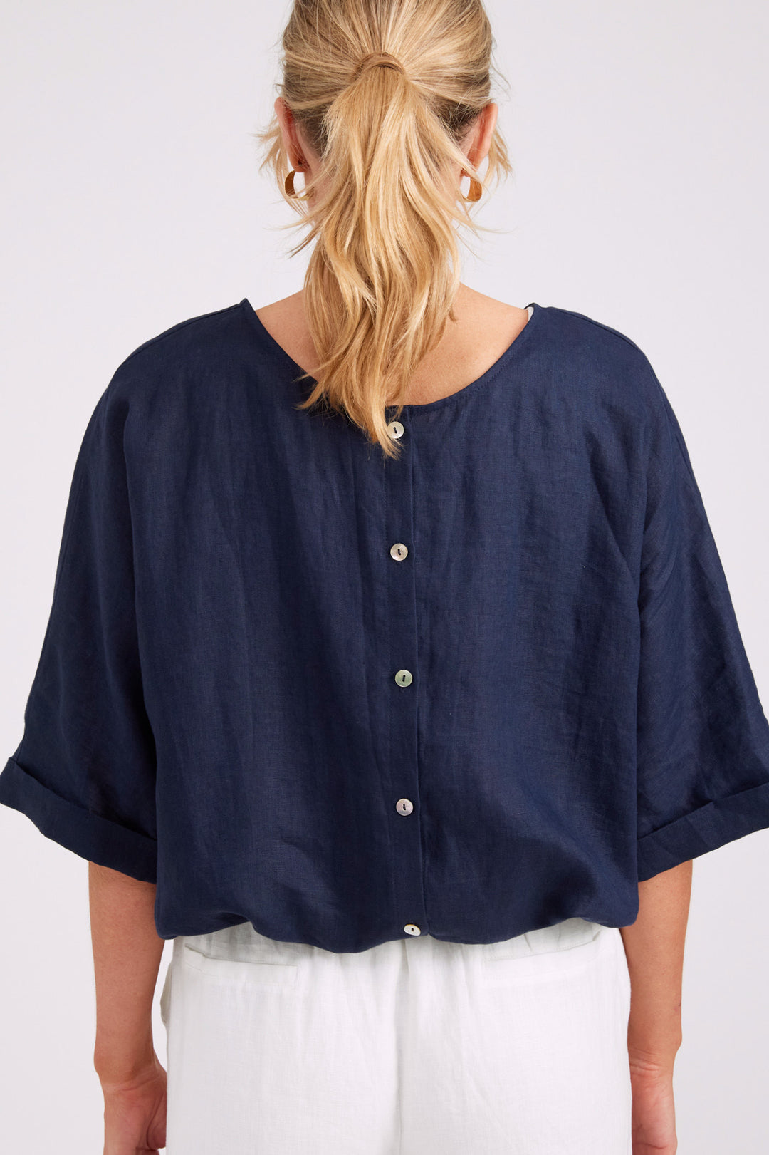 Eb & Ive Navy Button Top/Jacket