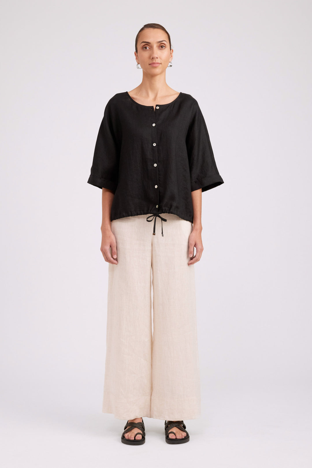 Eb & Ive Black Button Top/Jacket
