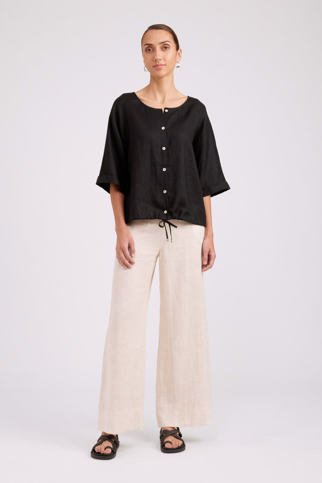 Eb & Ive Black Button Top/Jacket