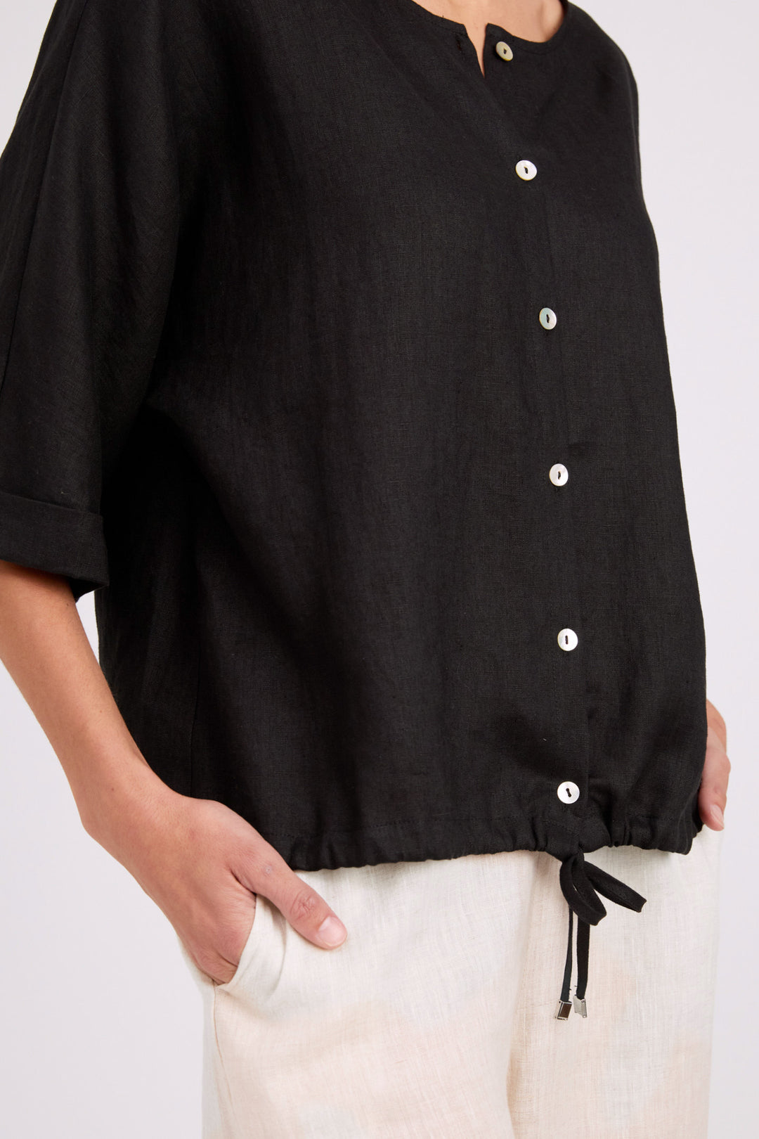 Eb & Ive Black Button Top/Jacket