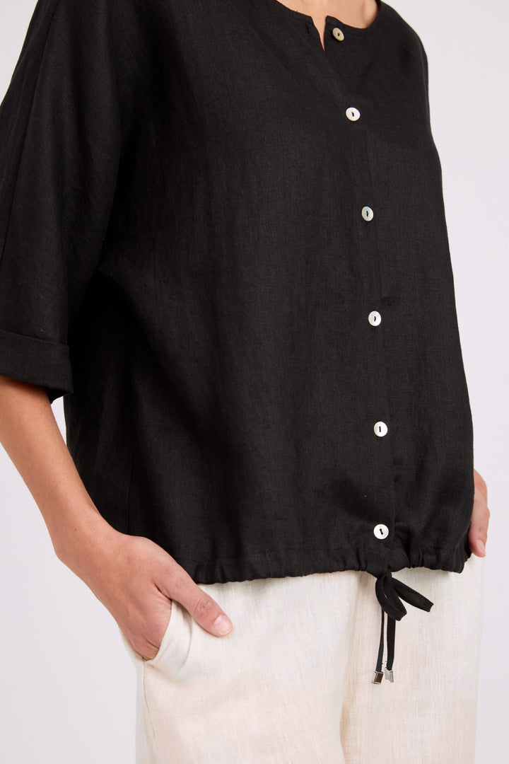 Eb & Ive Black Button Top/Jacket