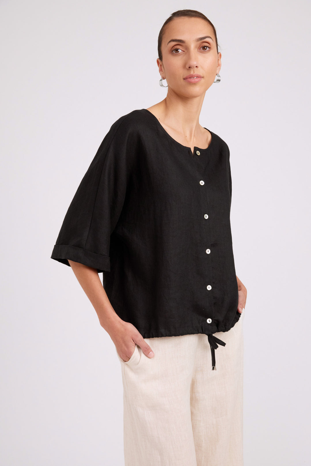 Eb & Ive Black Button Top/Jacket