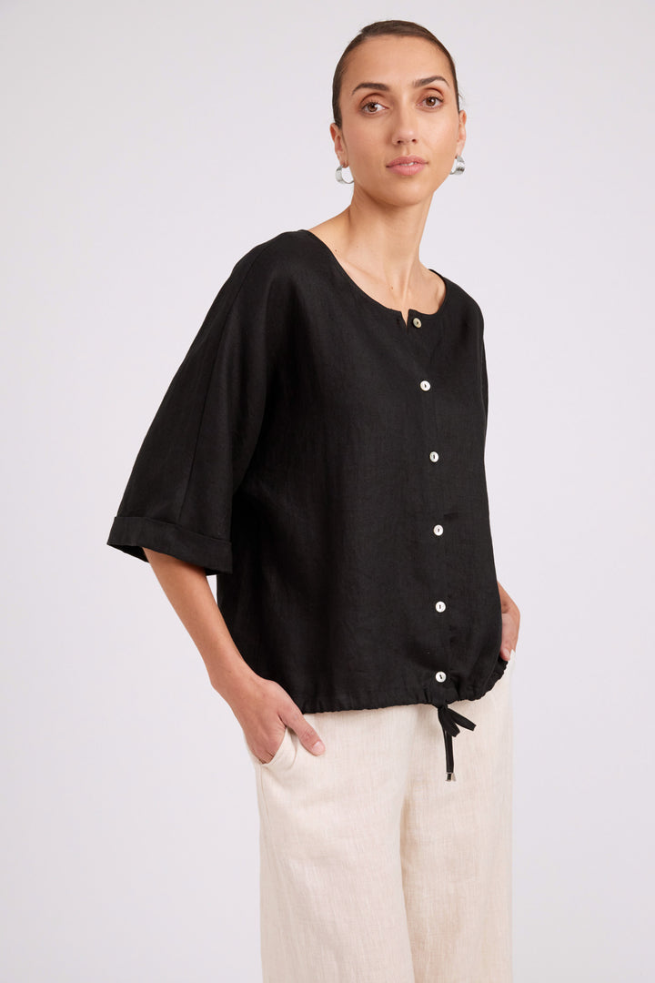 Eb & Ive Black Button Top/Jacket