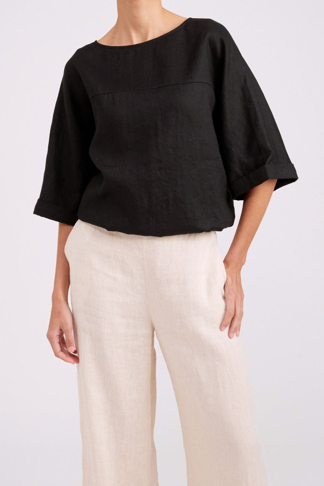 Eb & Ive Black Button Top/Jacket