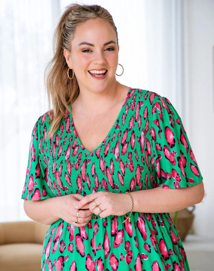 Freez Leopard Print Noel Tiered Maxi Dress