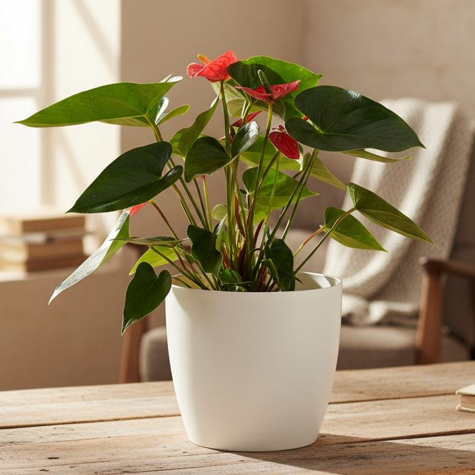 Anthurium potted in warm room