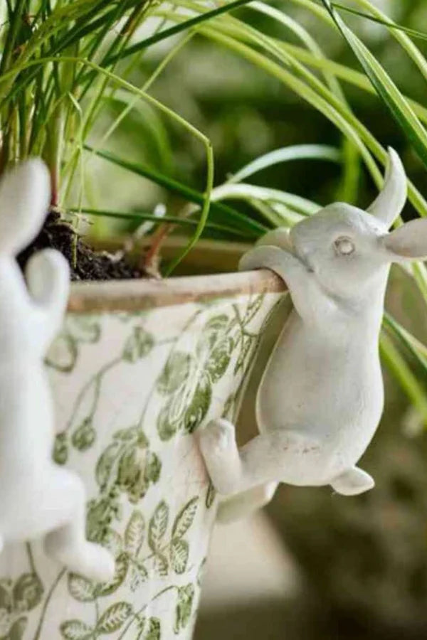 French Country White Hanging Bunnies Set of 4