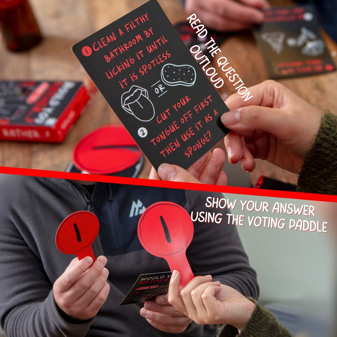 Would You Rather? question card and voting paddles - RAPT ONLINE