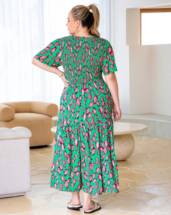 Freez Leopard Print Noel Tiered Maxi Dress