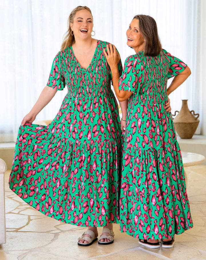 Freez Leopard Print Noel Tiered Maxi Dress