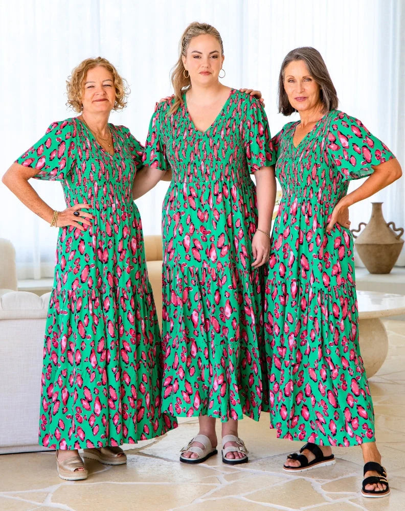 Freez Leopard Print Noel Tiered Maxi Dress