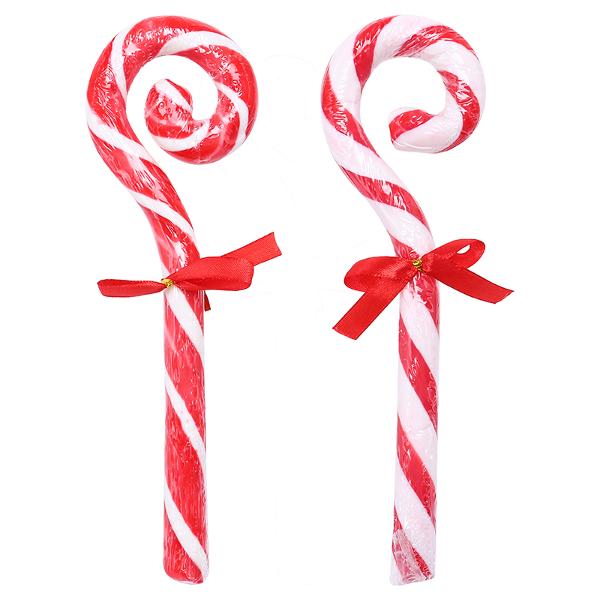 22cm Jumbo Swirl Candy Cane with Bow – Red &amp; White – view 2