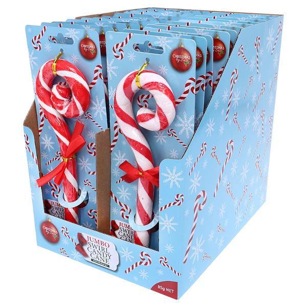 22cm Jumbo Swirl Candy Cane with Bow – Red &amp; White – view 3