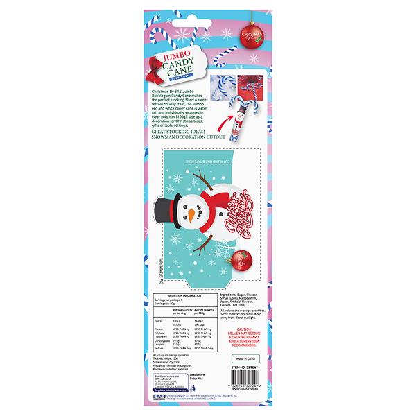 23cm Jumbo Bubblegum Candy Cane – Blue &amp; White Stripe – view 4