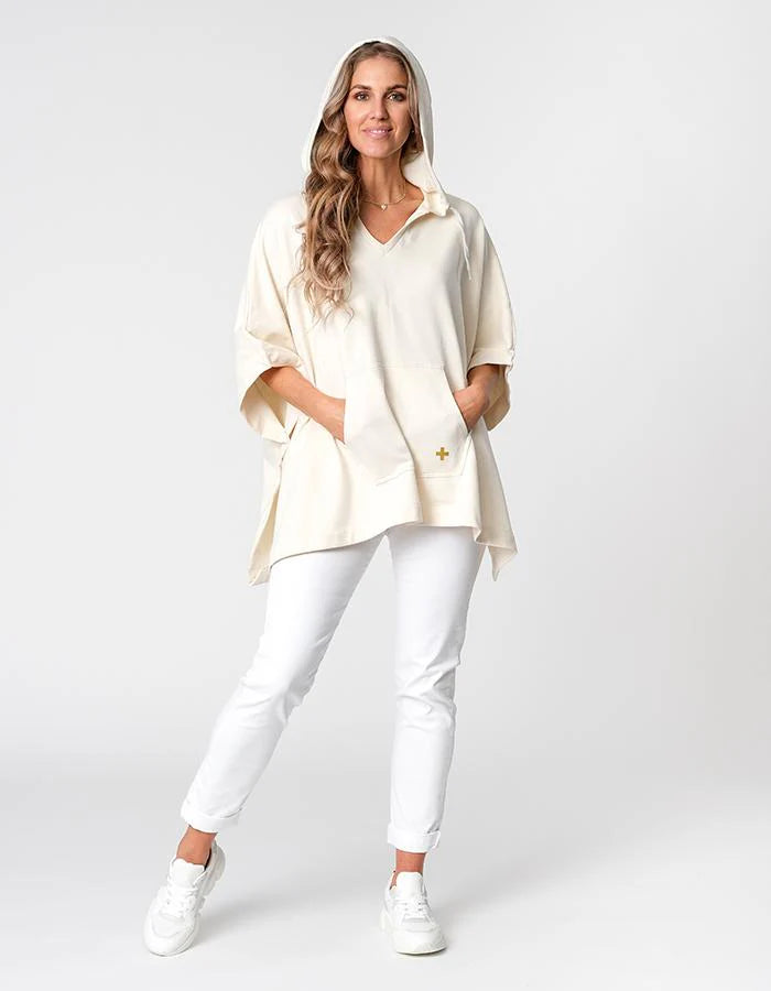 WHITE INDIE PONCHO