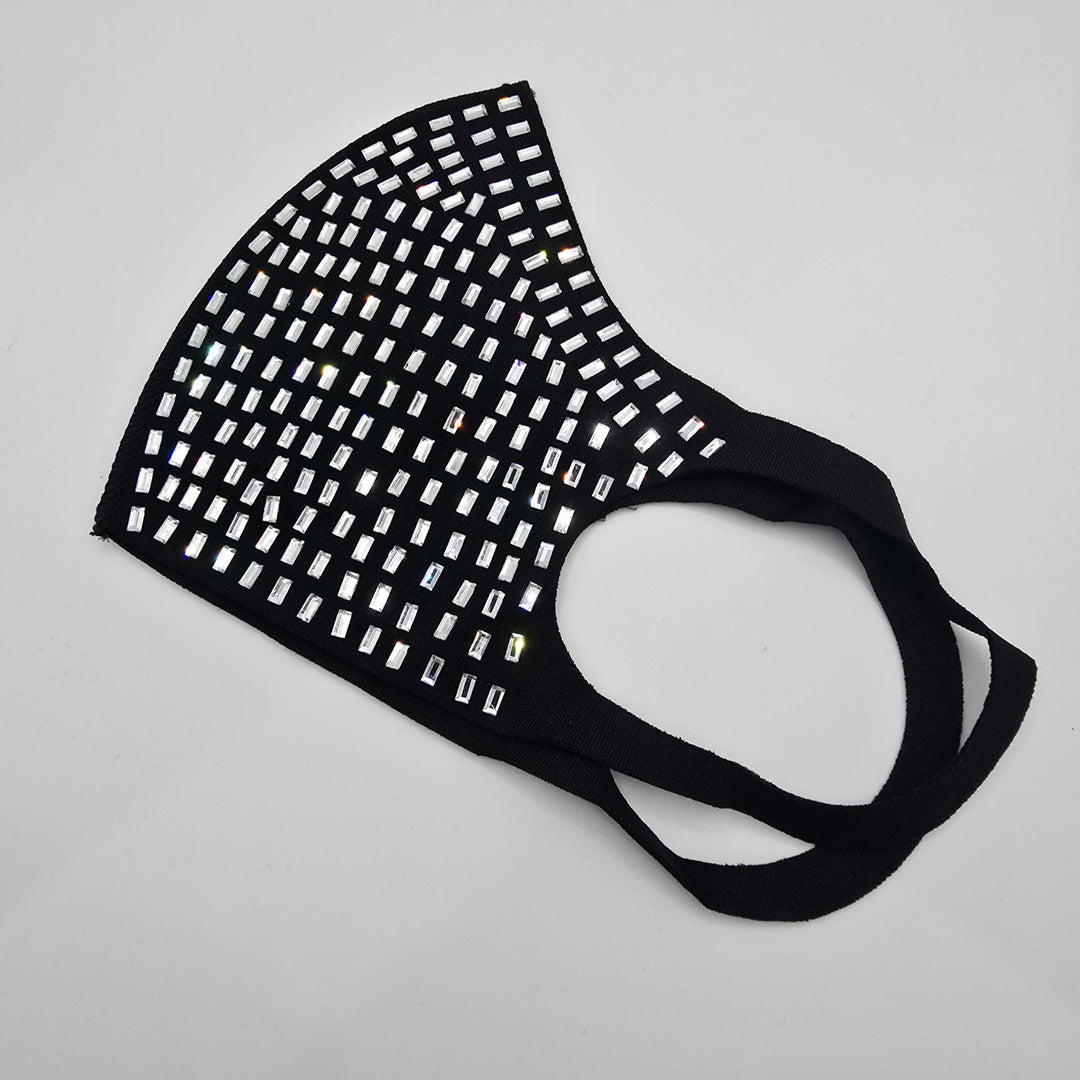 Grid Diamante Stretch Face Mask
