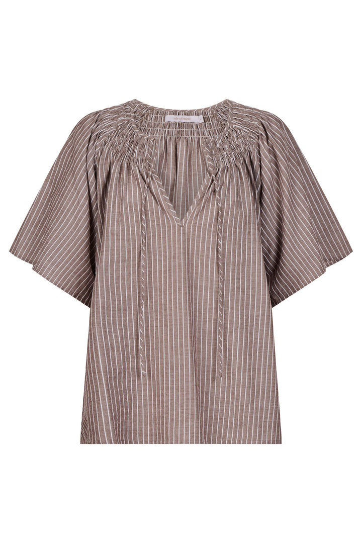Isle of Mine Lyndell Taupe Shirred Top