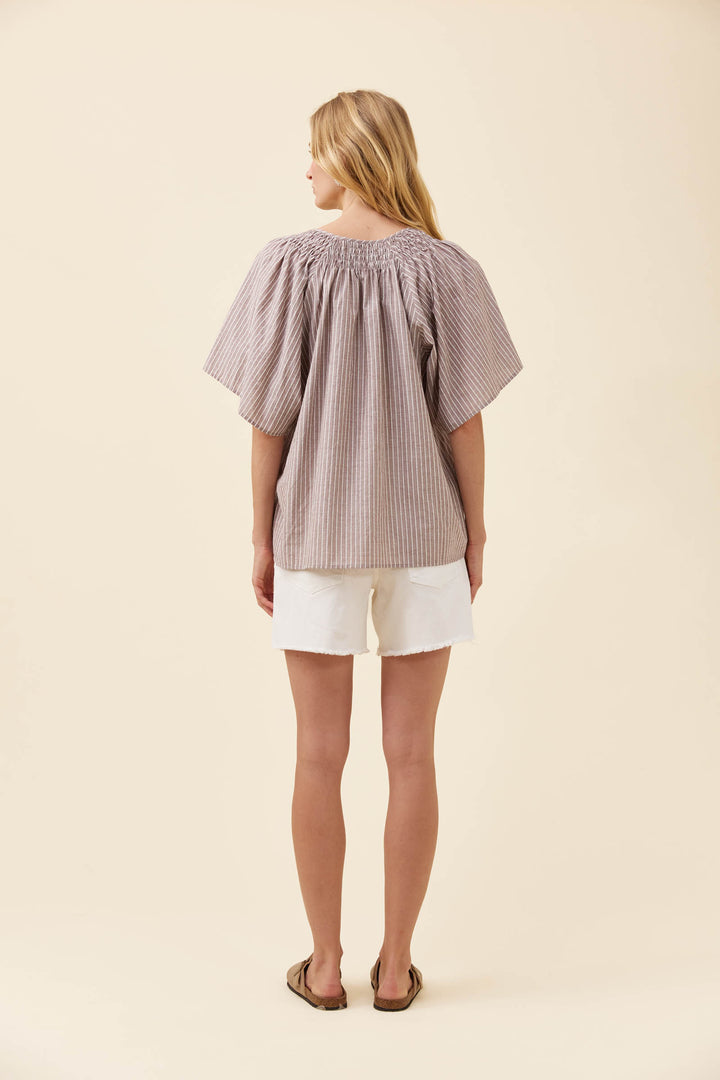 Isle of Mine Lyndell Taupe Shirred Top