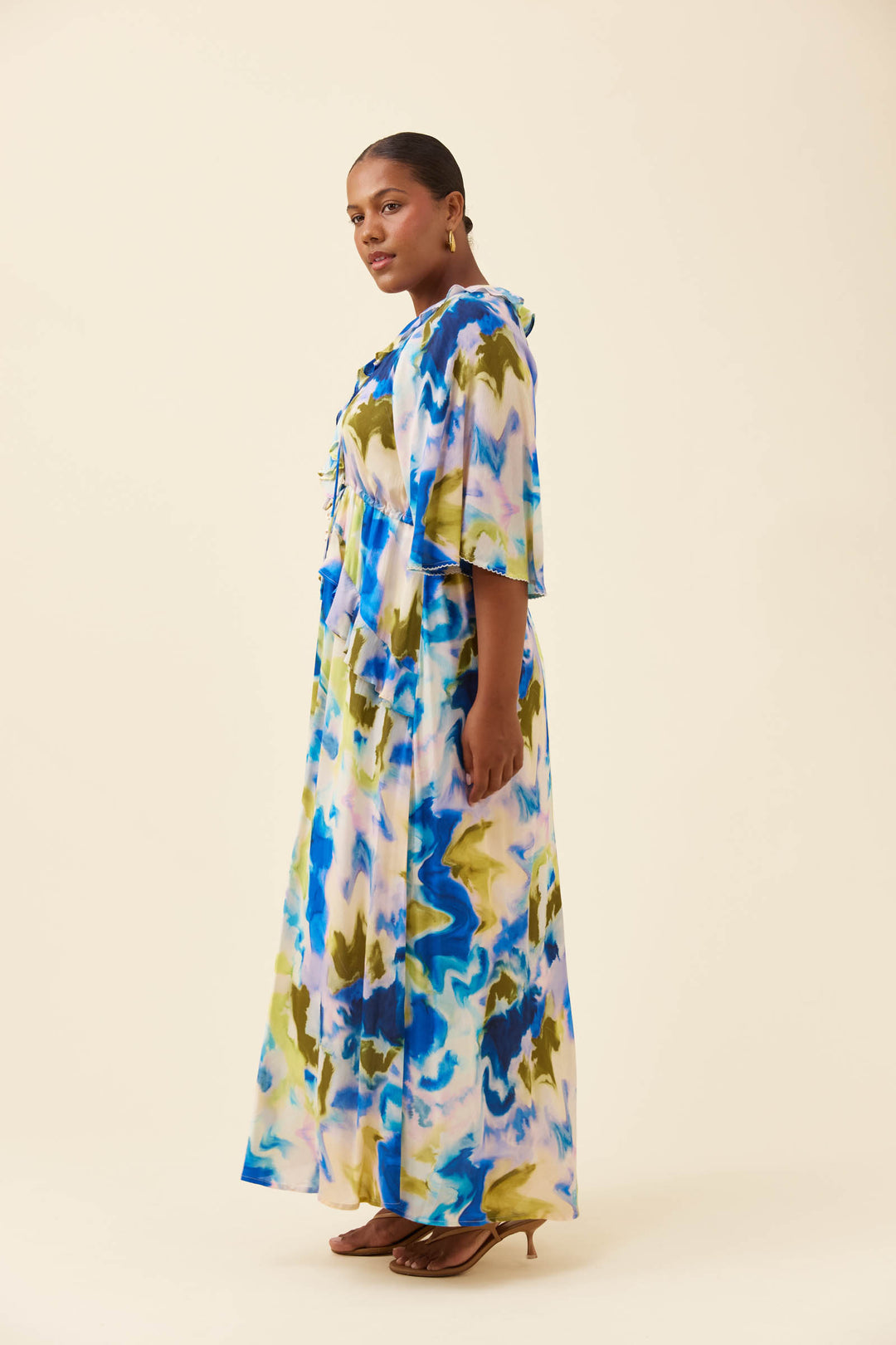 Isle of Mine Watercolour Frida Frill Maxi Dress
