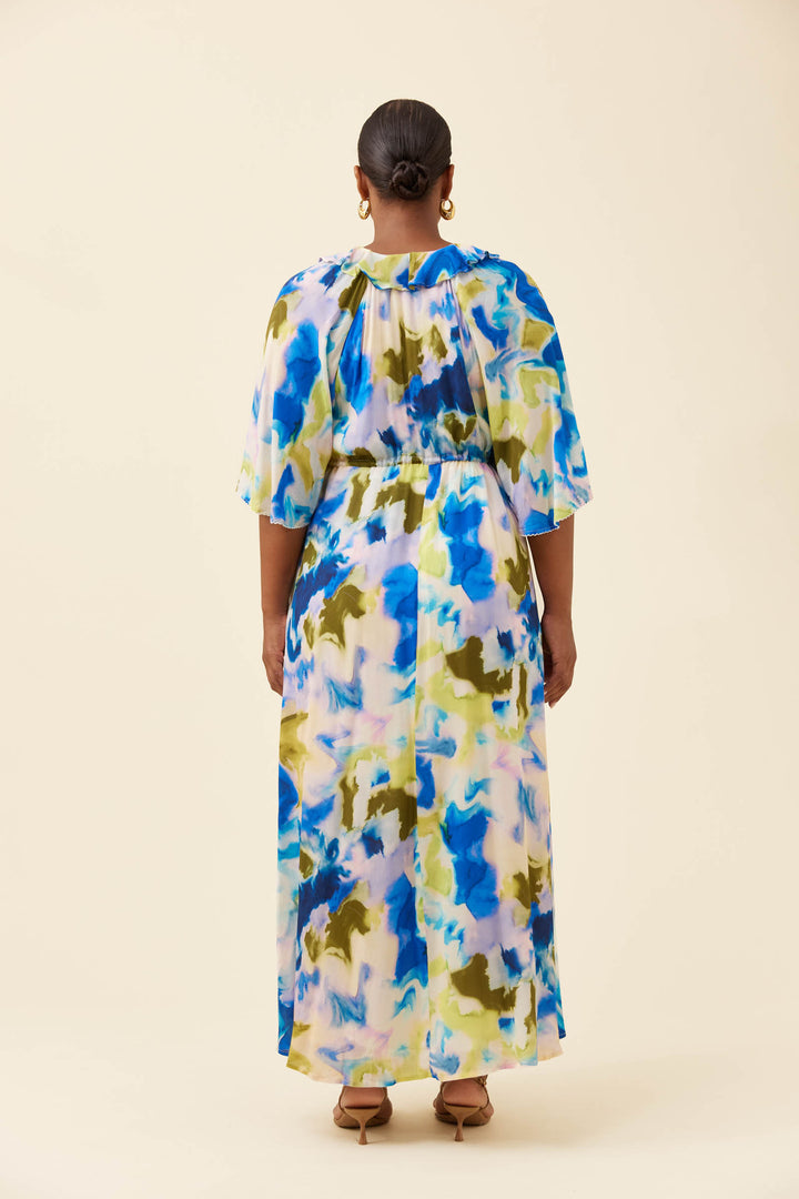 Isle of Mine Watercolour Frida Frill Maxi Dress