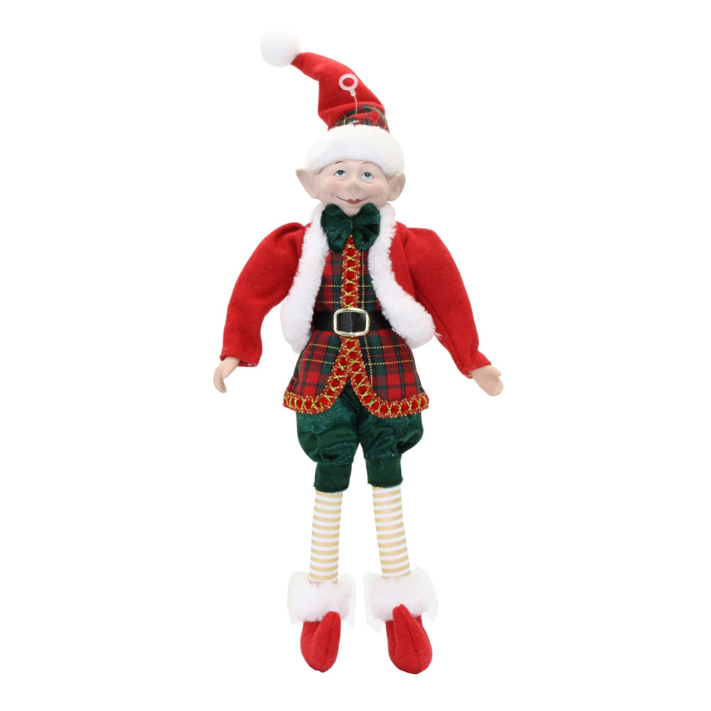 45cm Red Tartan Elf