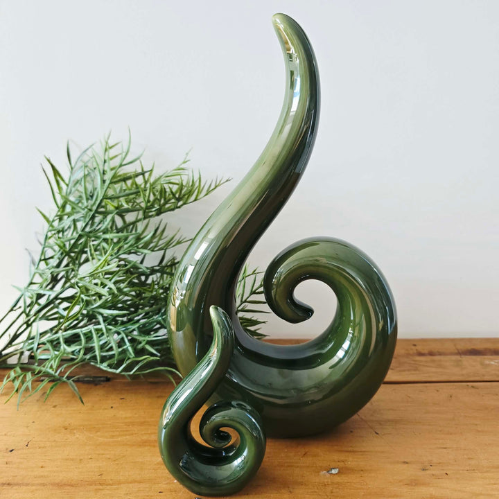 Green Ceramic Koru Ornament