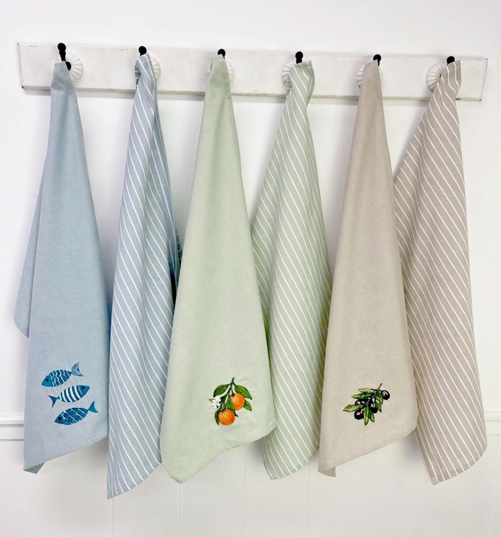 Embroidered Sardinia Tea Towel Set of 2