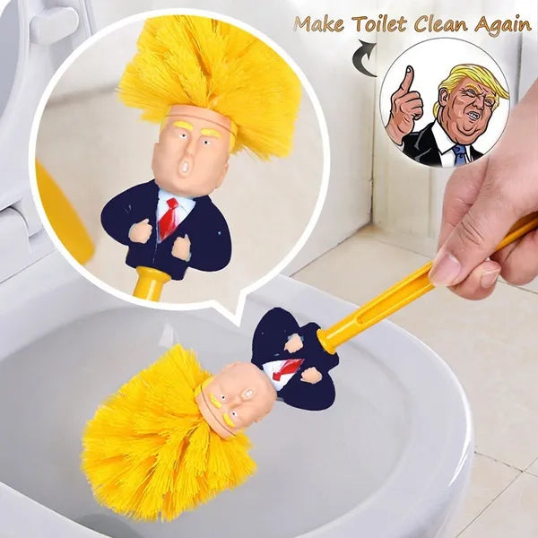 Funny Trump Novelty Toilet Brush in use in a toilet bowl - RAPT ONLINE