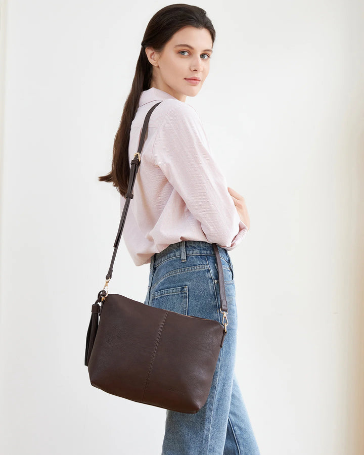 Louenhide Stripe Chocolate Daisy Crossbody Bag