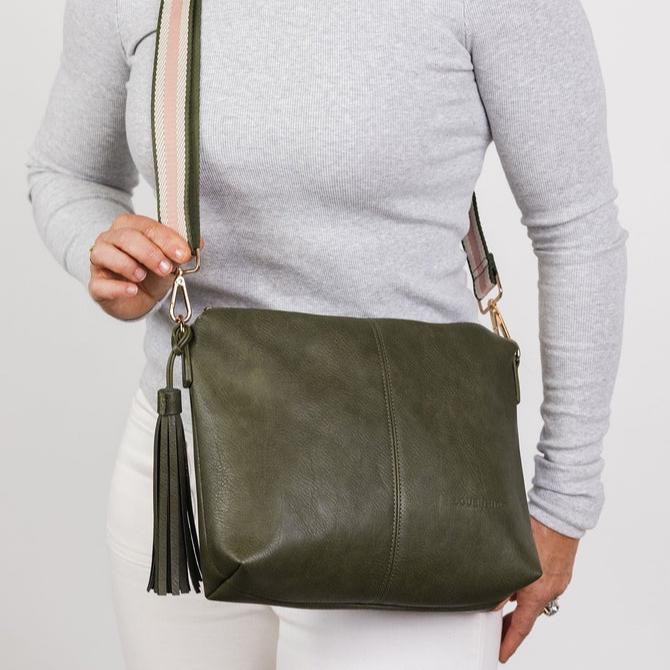 KHAKI STRIPE DAISY BAG