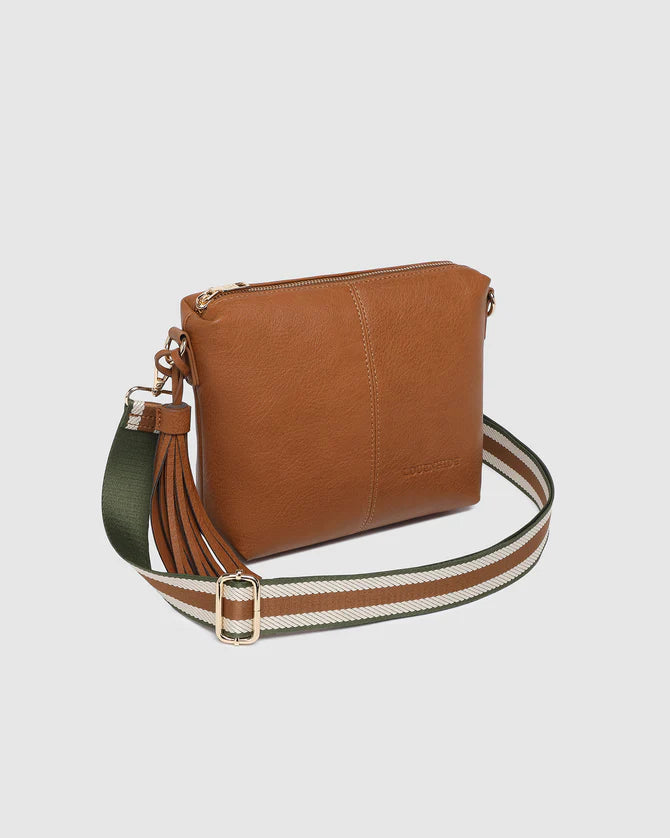 TAN KASEY STRIPE CRSSBODY BAG