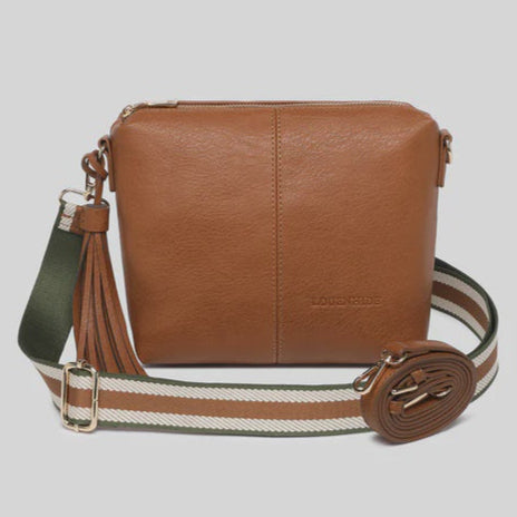 TAN KASEY STRIPE CRSSBODY BAG