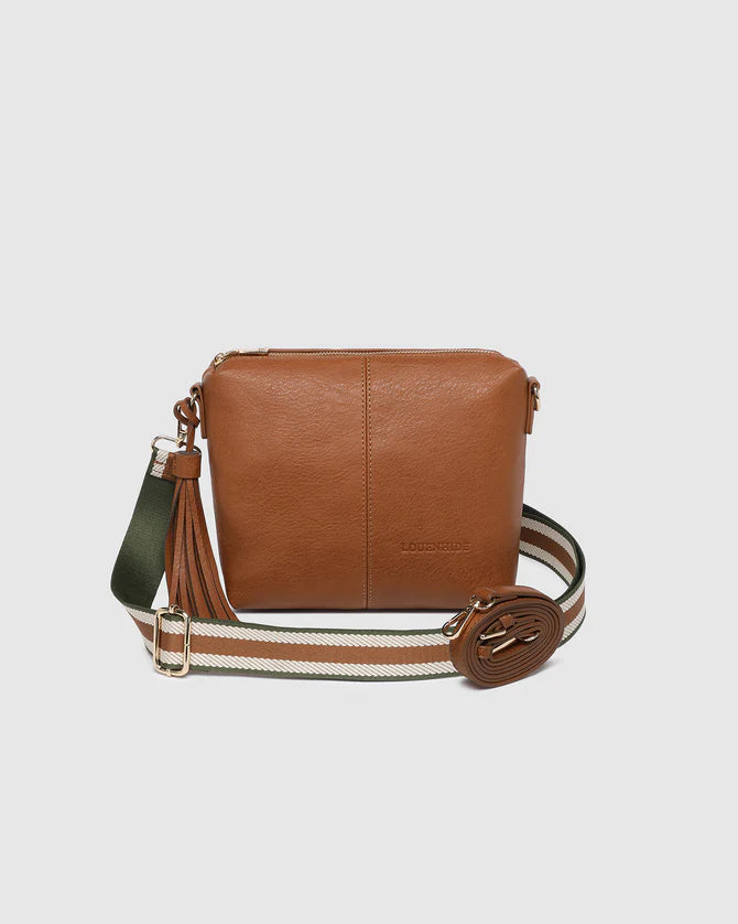 TAN KASEY STRIPE CRSSBODY BAG