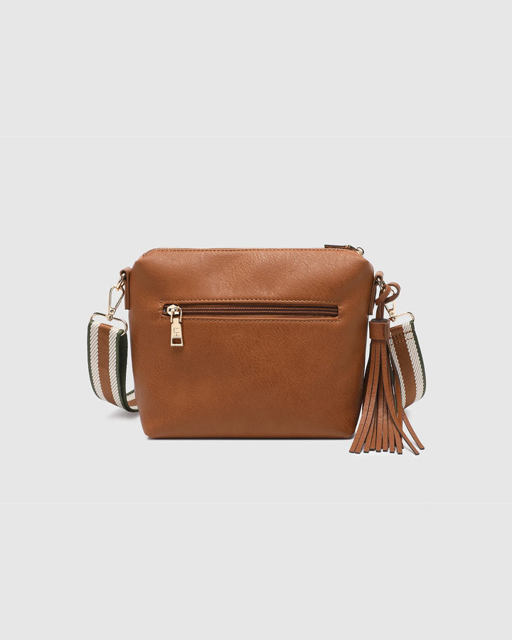 TAN KASEY STRIPE CRSSBODY BAG