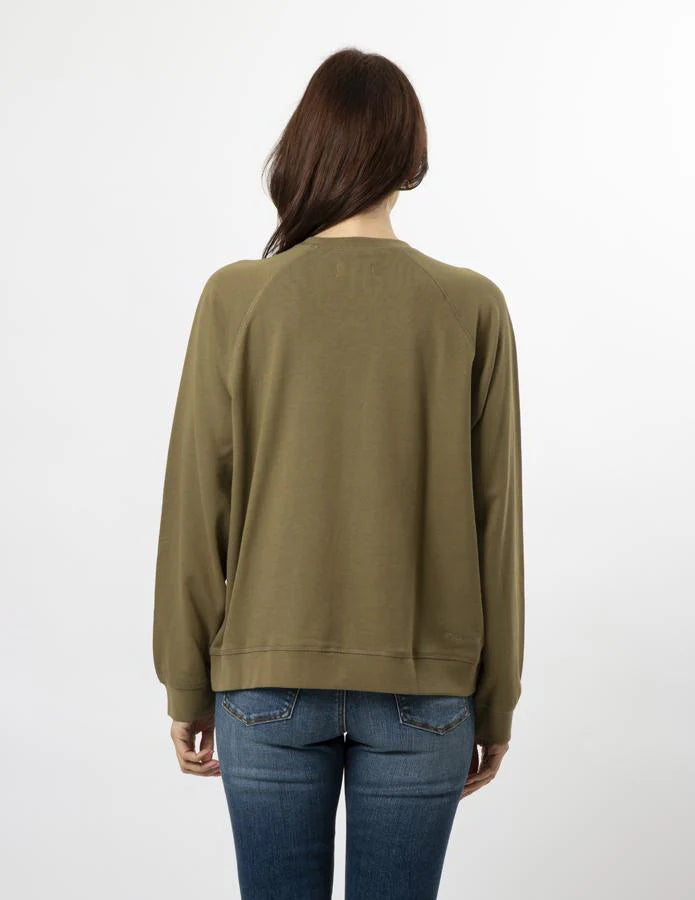 OLIVE GOLD GLITTER CROSS SWEATER