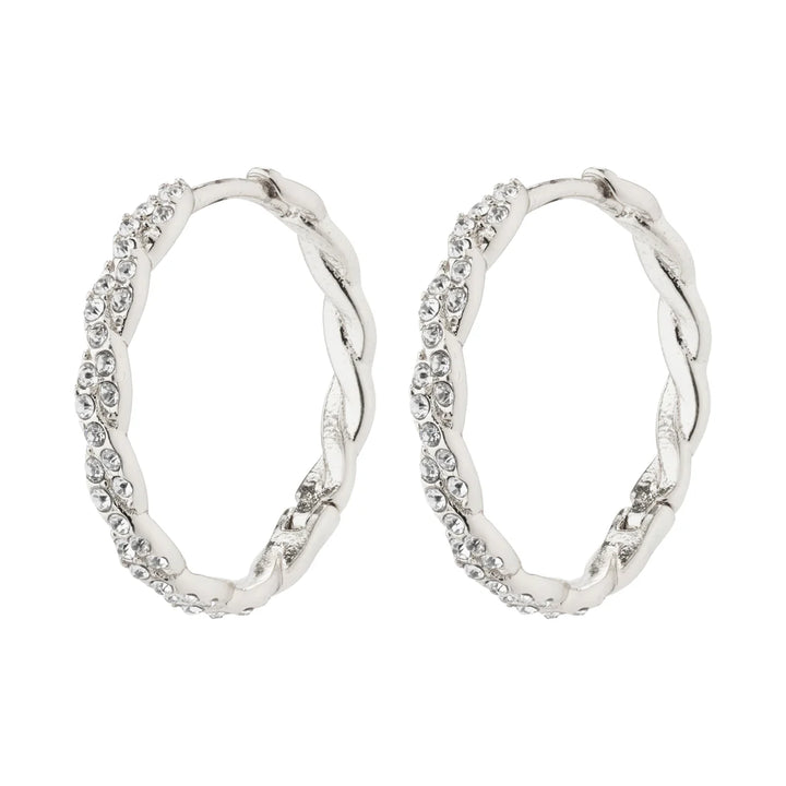 EZO TWIRLED CRYSTAL HOOP EARRINGS