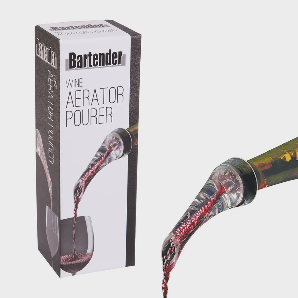 Wine aerator with packaging labeled 'Bartender' on a white background