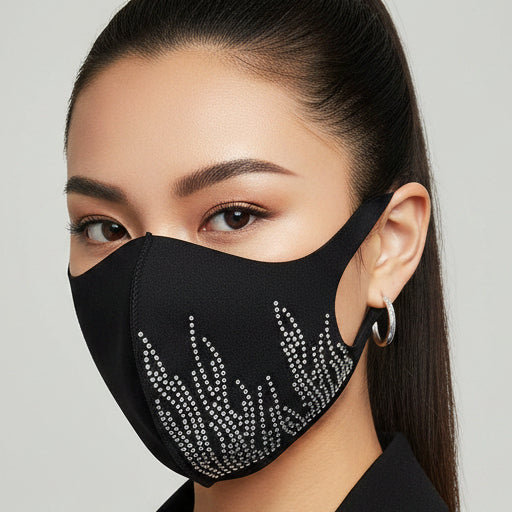 Lines Diamante Stretch Face Mask