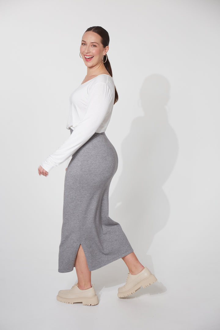 GREY NIKOLAI KNIT SKIRT - RAPT ONLINE