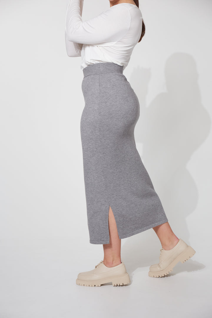 GREY NIKOLAI KNIT SKIRT - RAPT ONLINE